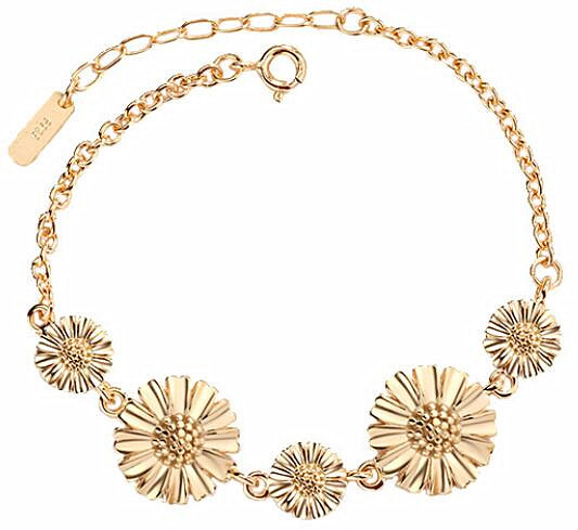 Women fashion jewellery gold plated daisy charm choker necklace s925 sterling silver chain link pendant  